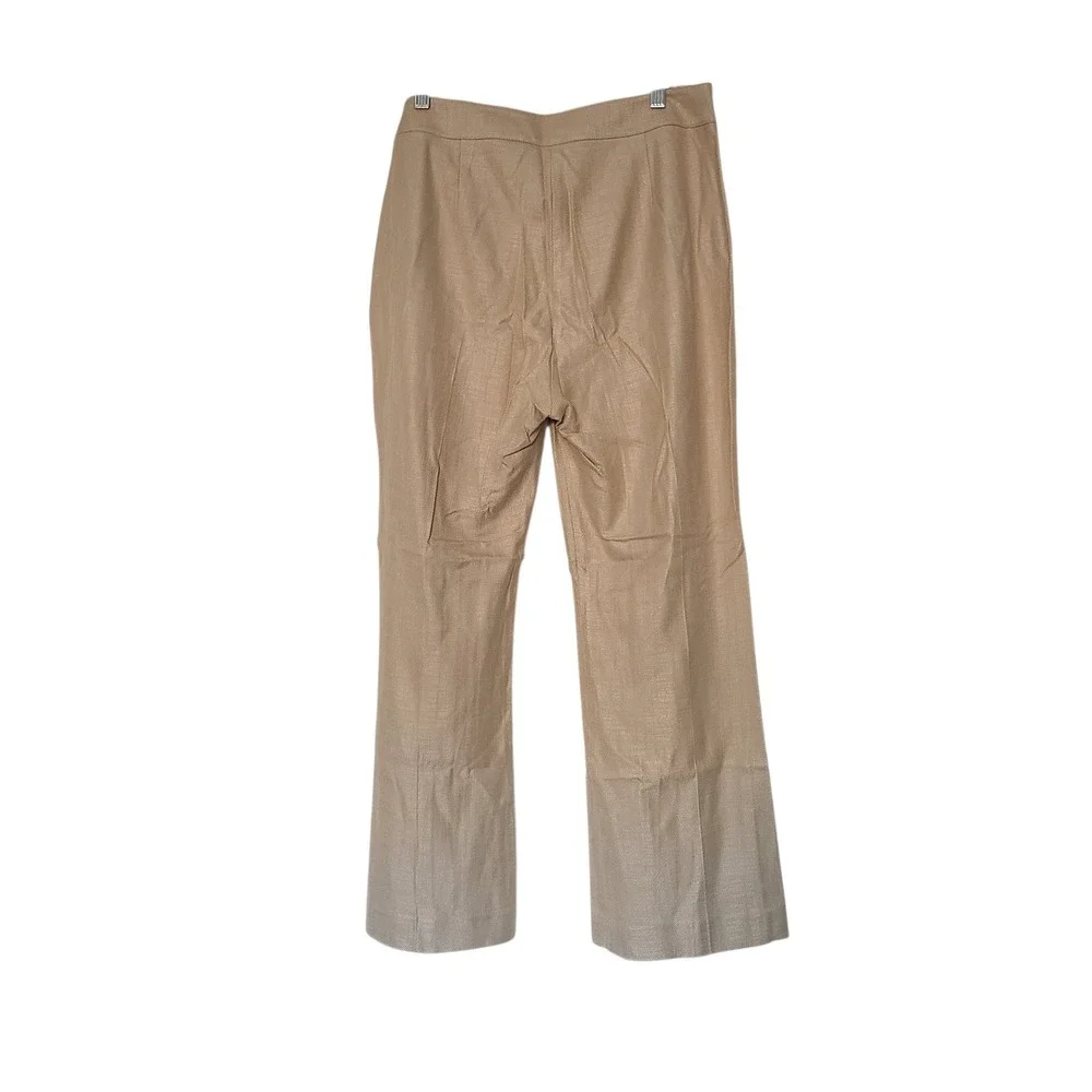 NWT TRINA TURK Tan High Rise Straight Leg Front Slit Cropped Pants Sz 8‎ - Picture 3 of 8